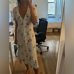 Reformation Midi "Locklin" Button Front Dress